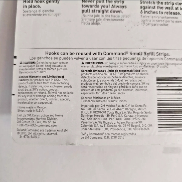 3M Command Brand Damage-free Hanging Small Wire Hooks Strongly Holds 0.5 lb - Picture 10 of 11
